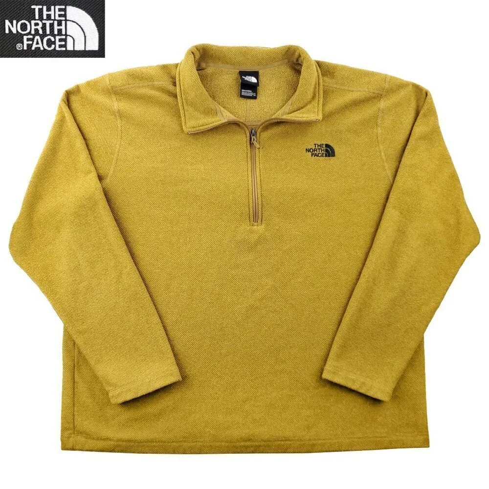 North Face Fleece 1/4 Zip Pullover Waffle Weave Earth Tone Mock Neck Men's  XXL